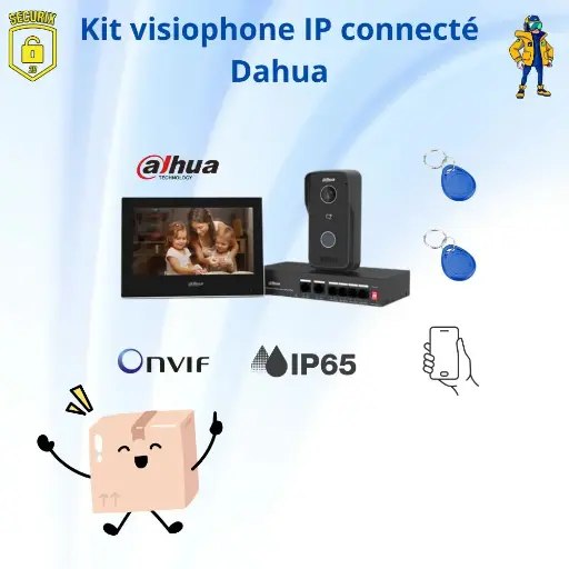[VIDH-KITPORTIP] Kit visiophone IP Dahua - Portier vidéo connecté PoE avec écran 7"
